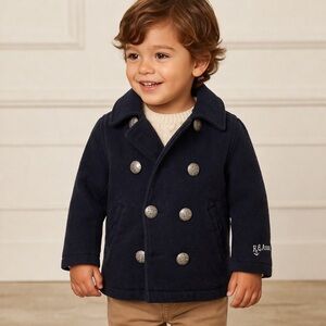 Ralph Lauren Toddler Black Peacoat | Preppy Nautical Coastal Jacket | Size 3T